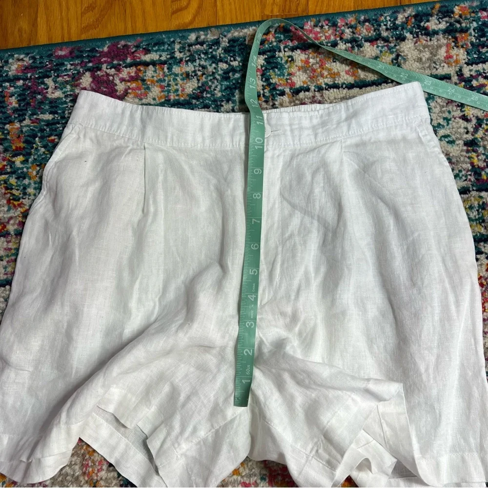 Calypso St.‎ Barth 100% Linen Shorts Embroidered Palm Leaves White Medium